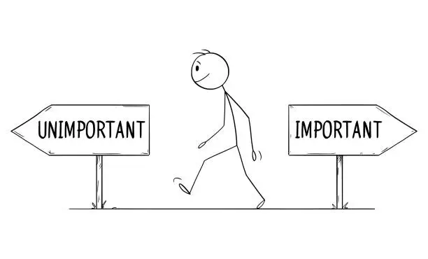 Vector illustration of Doing What is Important, Vector Cartoon Stick Figure Illustration