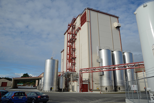 Hokitika, New Zealand, June 27, 2016: The Westland Milk Products factory employs hundreds of people in Hokitika, New Zealand.