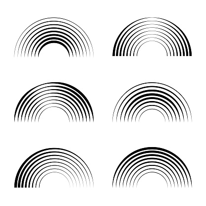 Set of semi-circles. Abstract shapes for design. Vector design elements.