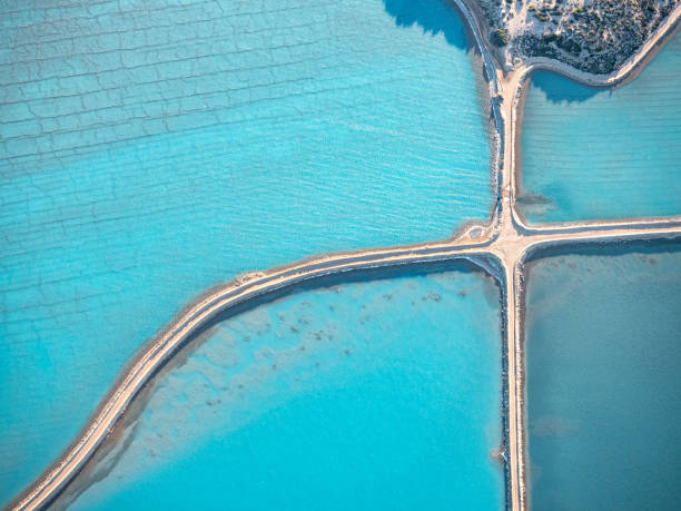 istock Abstract aerial view of salt mining 1702991572