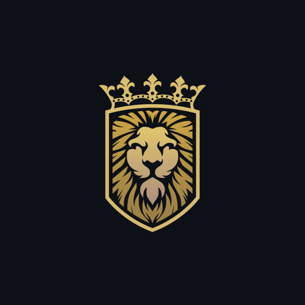 istock Crowned lion head in a traditional heraldic shield symbol Symbol Design Template Flat Style Vector 1703011067