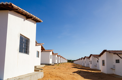low-cost houses from a housing complex under the Brazilian government program Minha Casa Minha Vida