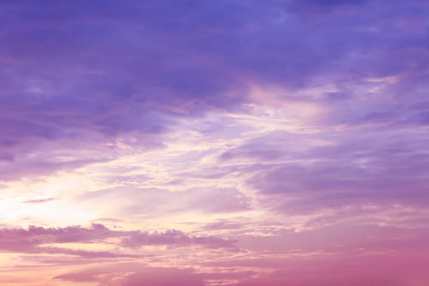 istock Dreamy purple sky twilight background and sunlight with copy space. Horizontal shape with space for design. Web banner.Website header. 1703051285