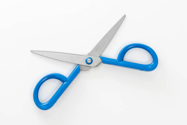 istock Blue scissors isolated on the white background. 1703091017