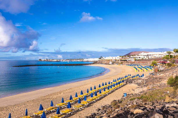 istock scenic empty beach at Playa Blanca in morning sun 1703096797