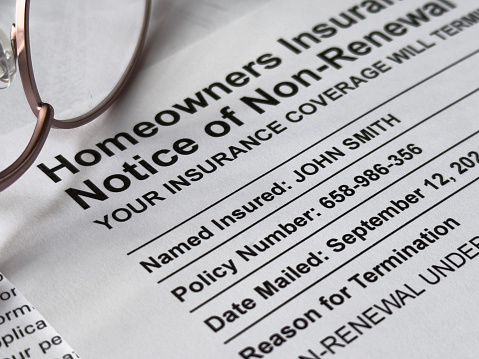 Non-Renewal homeowners insurance letter document close-up