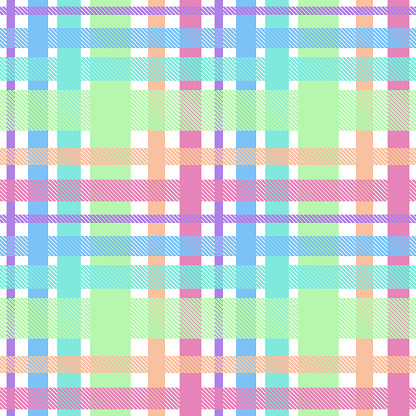 Rainbow gingham plaid seamless pattern. Design for textile, wrapping paper, and Easter decor.