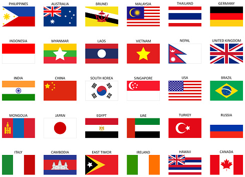 Vector illustration of National flags of the world