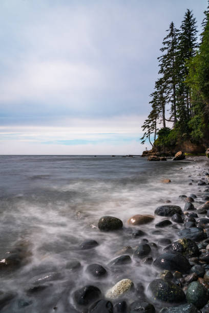 Long exposure of Chin Beach on the Juan De Fuca Trail on the west coast of Vancouver Island.