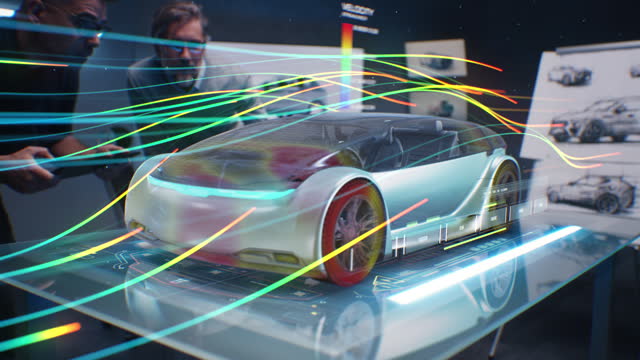 Engineers check aerodynamics of new car using augmented reality