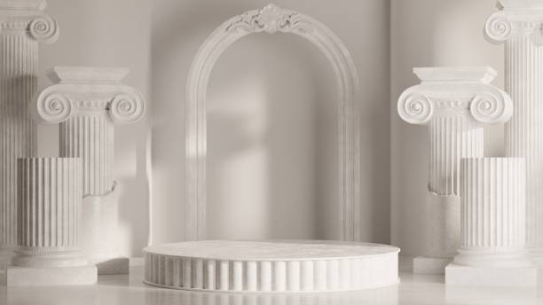istock 3d rendering illustration with classic luxury roman column for product background with background for branding presentation 3d rendering illustration. 1703216326