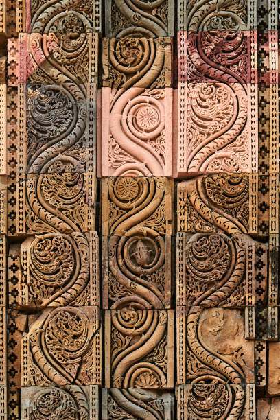 Details from the carving at a yellow gold sandstone buildings in Jaisalmer, the Golden City of Rajasthan