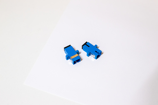 Electronic components on white background