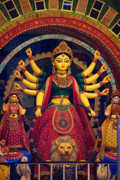 istock Goddess devi Durga idol decorated at a puja pandal in Kolkata, West Bengal, India. Durga Puja is one of the biggest religious festivals of Hinduism and is now celebrated worldwide. 1703246709