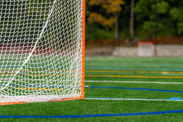 istock Lacrosse goal on a synthetic turf field with dramatic clouds. 1703253761