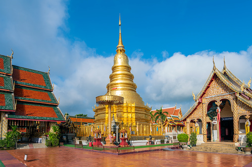 Pagoda in Wat Phra That Hariphunchai at Lamphun Province, Thailand