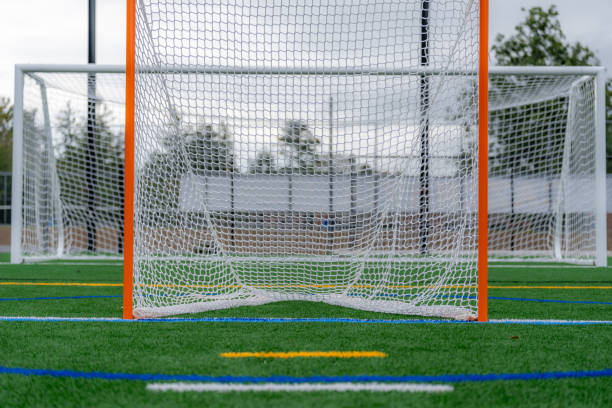 istock Lacrosse goal on a synthetic turf field with dramatic clouds. 1703260278