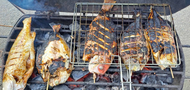 grilled fishs on the grill