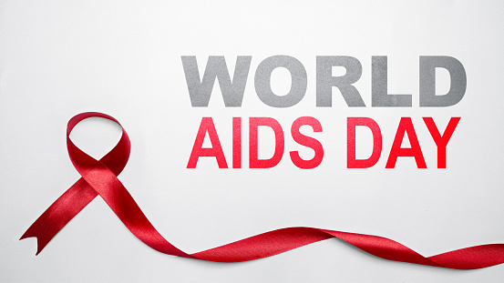 Red ribbon awareness. World Aids Day concept