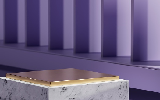 Product podium stage for mockup presentation, purple god marble pastel color, background
