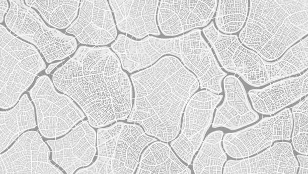 Vector illustration of Abstract background area, map, city street. City top view, streets and blocks, route distance data, path turns. Skyline urban panorama. Cartography illustration, digital flat design street map, Vector