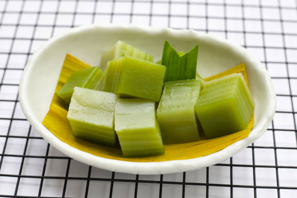 istock Steamed pandan layer cake. Thai Desserts. 1703451662