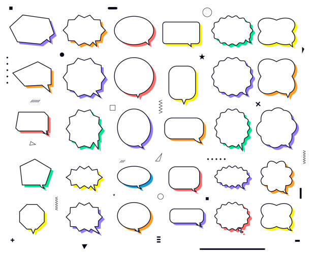 Set of simple and flat speech bubbles icon design Set of simple and flat speech bubbles icon design speech bubble stock illustrations