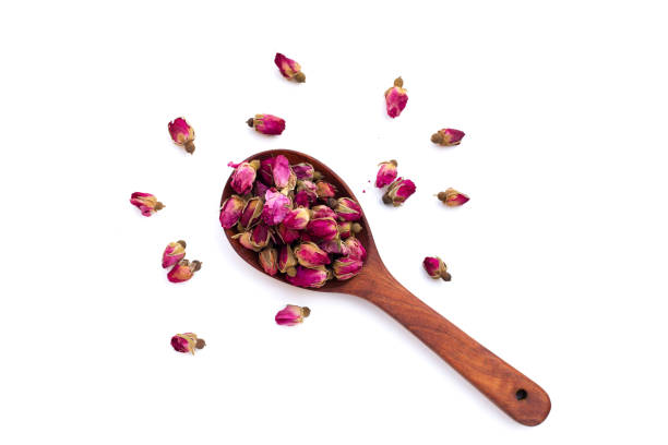 istock Dried roses for tea on white background. 1703503195