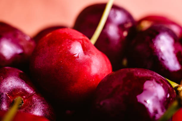 istock Closeup round sweet red cherries, Summertime 1703509637