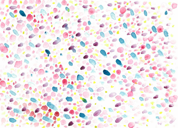 istock Abstract background from dots and spots. Pink, blue, purple, yellow colors. Watercolor. White background. 1703524140