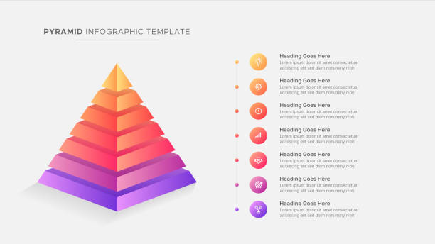 Hierarchy 3D Pyramid Six 6 Options Business Infographic Modern Design Template Hierarchy 3D Pyramid Six 6 Options Business Infographic Modern Design Template pyramid stock illustrations