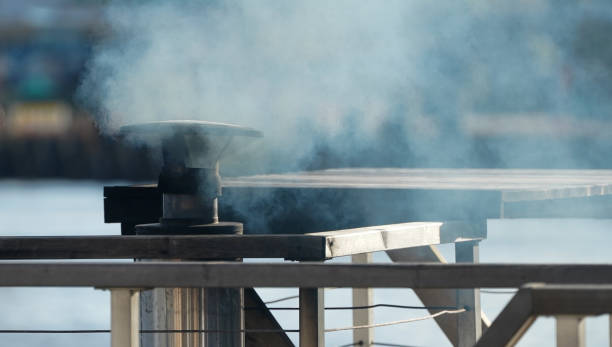 Smoke coming from the chimney. Air pollution. Polluted Air.