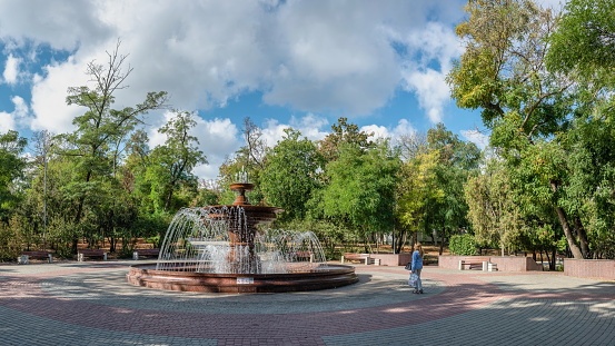 Odessa, Ukraine 22.09.2023. the Fountain in Taras Shevchenko Park in Odessa, Ukraine on a sunny September day