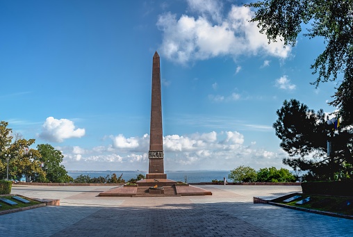 Odessa, Ukraine 22.09.2023. the Monument to fallen unknown sailor in World war 2. Odessa, Ukraine, sunny September day