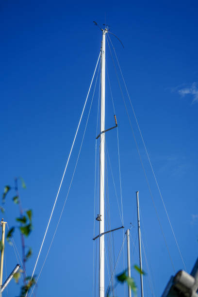 Ship mast in the harbor. Ship.