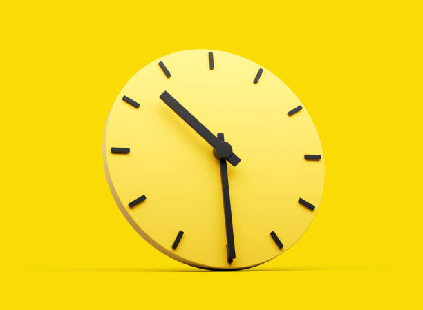istock 3d Simple Yellow Round Wall Clock 10:30 Ten Thirty Half Past 10 On Yellow Background 3d illustration 1703607526
