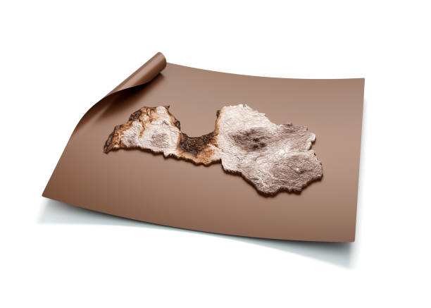 istock Map Of Latvia Old Style Brown On Unrolled Map Paper Sheet On White Background 3d Illustration 1703609066