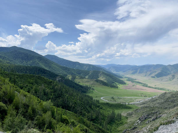 istock Landscape of mountains under blue sky with clouds, Mountain Altai. 1703628492