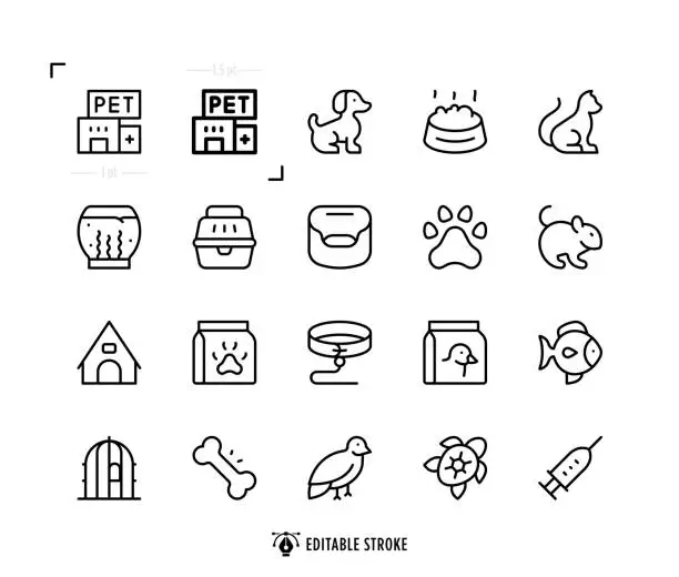 Vector illustration of Pet Line Icon Set. Editable Stroke. Pixel Perfect.