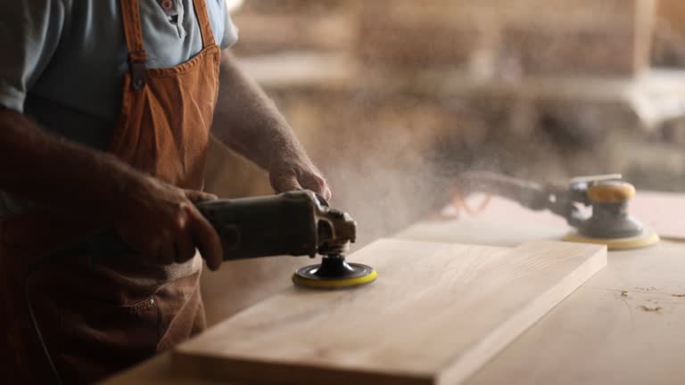 Senior male carpenter working