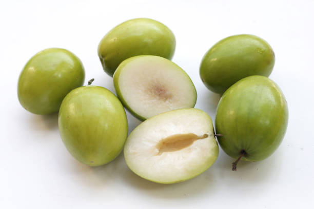 istock Green jujube fruits on white background. 1703642530