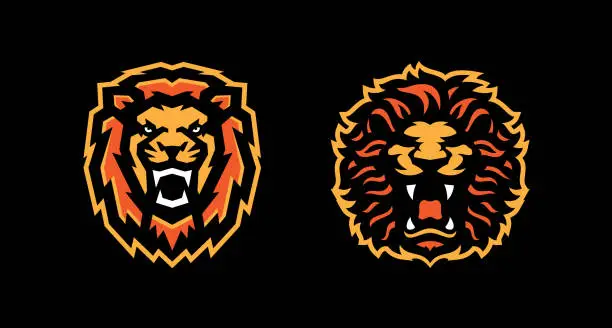 Vector illustration of Lion Mascot Illustration Set