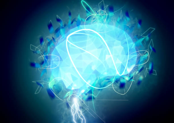 3d illustration of abstract artificial intelligence glowing blue in science and technology concept