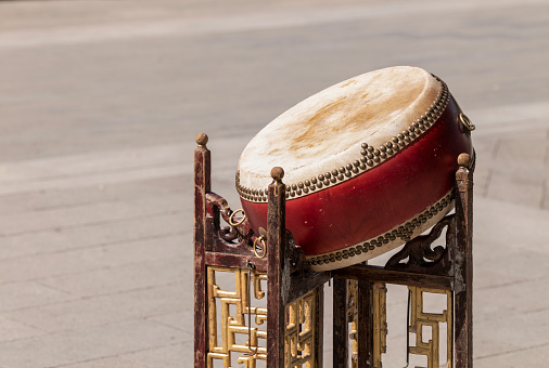 Chinese drum in park. Beijing, China