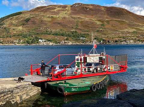 Glenelg, Scotland, September 12th. 2023: Cars on the car ferry waiting to depart for the Isle of Skye