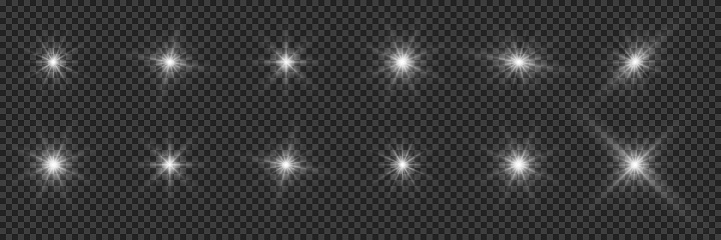 Collection Of Glowing Light Burst On Transparent Background Stock