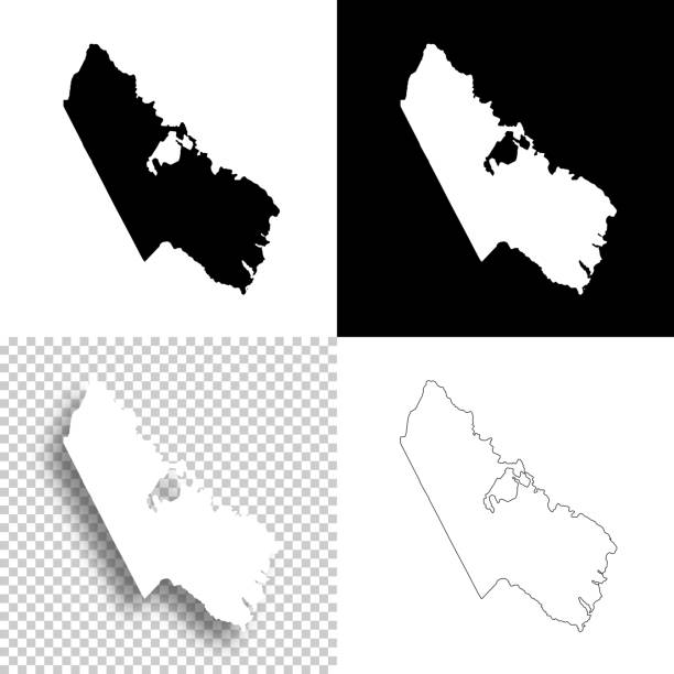 Prince William County, Virginia. Maps for design. Blank, white and black backgrounds Map of Prince William County - Virginia, for your own design. Four maps with editable stroke included in the bundle: - One black map on a white background. - One blank map on a black background. - One white map with shadow on a blank background (for easy change background or texture). - One line map with only a thin black outline (in a line art style). The layers are named to facilitate your customization. Vector Illustration (EPS file, well layered and grouped). Easy to edit, manipulate, resize or colorize. Vector and Jpeg file of different sizes. manassas stock illustrations