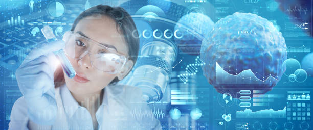 istock Medical biotech research background. 1703734214