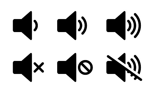 Mute speaker, sound off icon vector set collection. Volume, audio sign symbol illustration