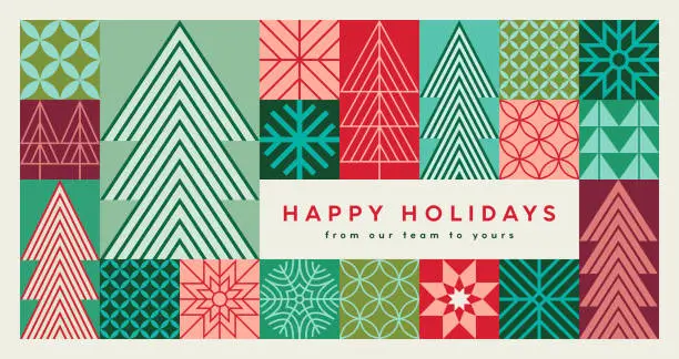 Vector illustration of Modern Geometric Holiday Christmas Card Design